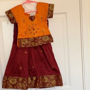 Girls Indian Partywear - PattuPavadai (Silk skirt)